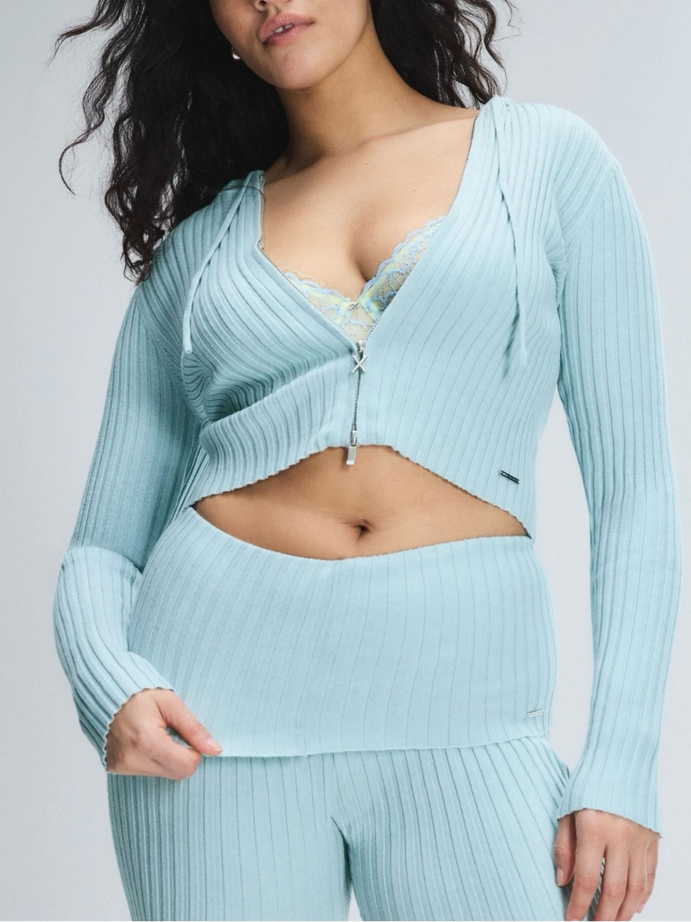 Savage X Fenty Très Soft Zip-Up Hoodie Whisper Blue